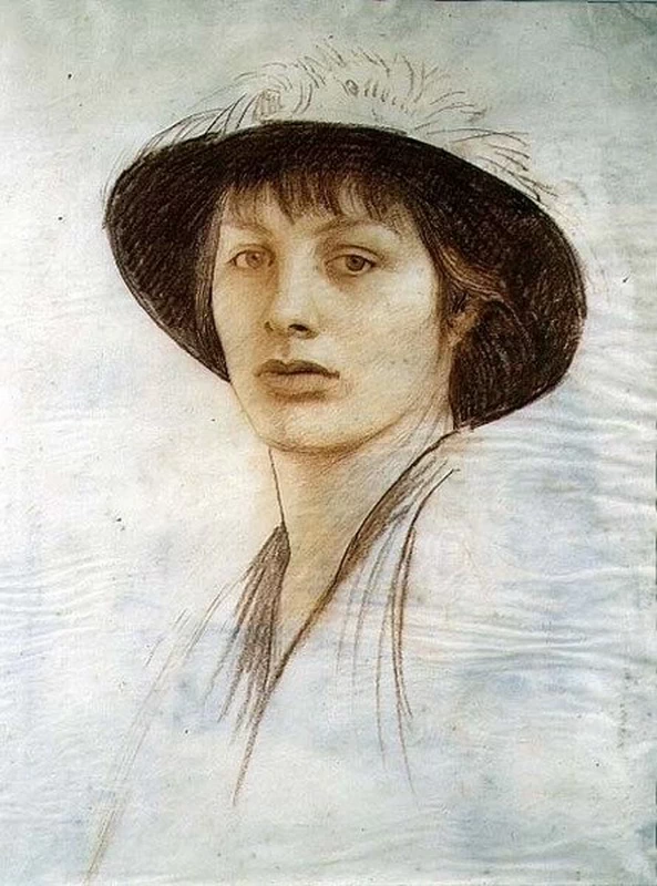Ragazza con cappello piumato